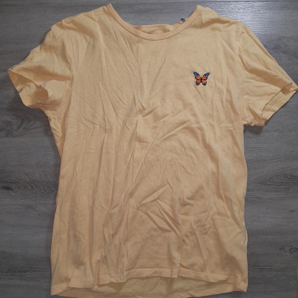 Butterfly Cashemire Short Sleeve Tee - Yellow
